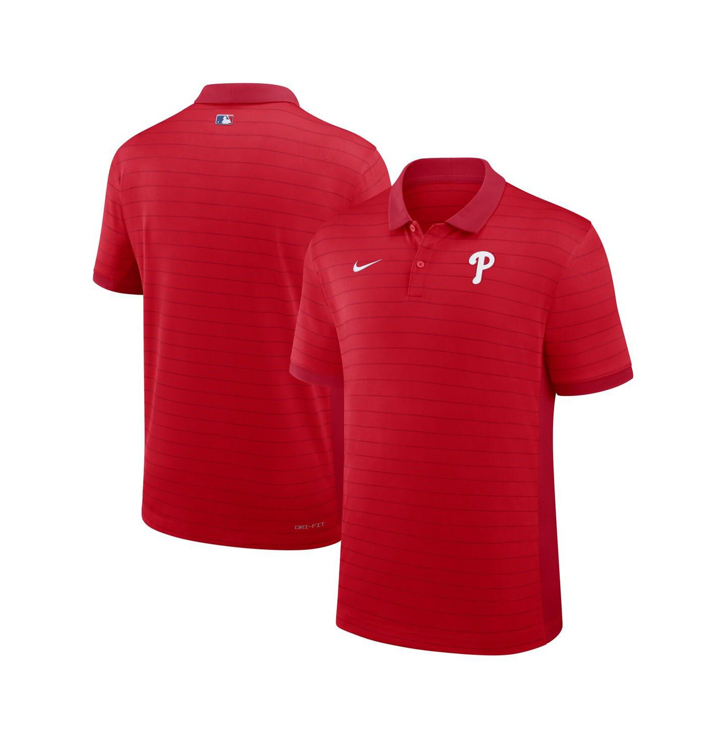 Мужское поло Nike Red Philadelphia Phillies Authentic Collection Striped Victory Dri-FIT Polo Shirt — фото 1
