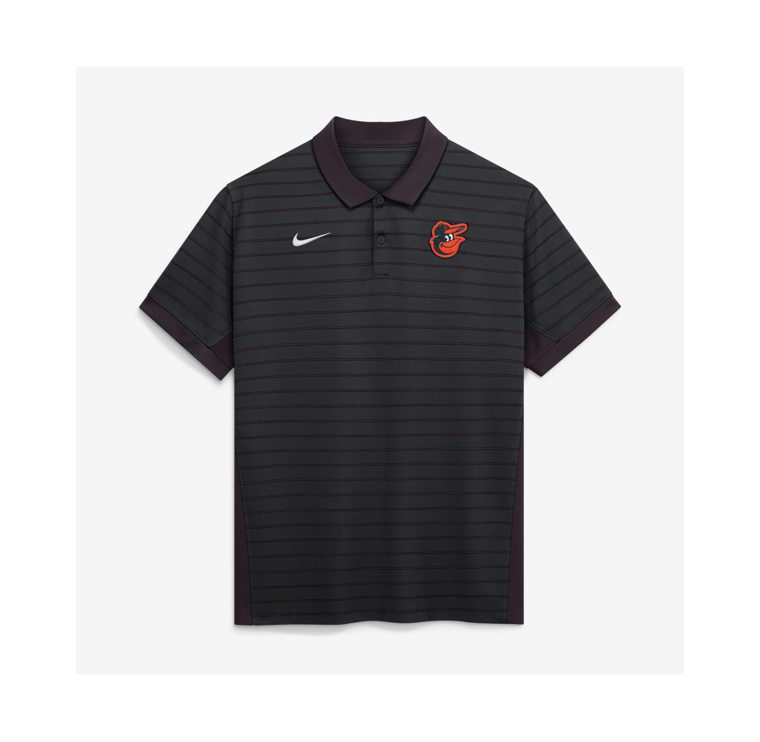 Men's Black Baltimore Orioles Authentic Collection Striped Victory Dri-FIT Polo Shirt