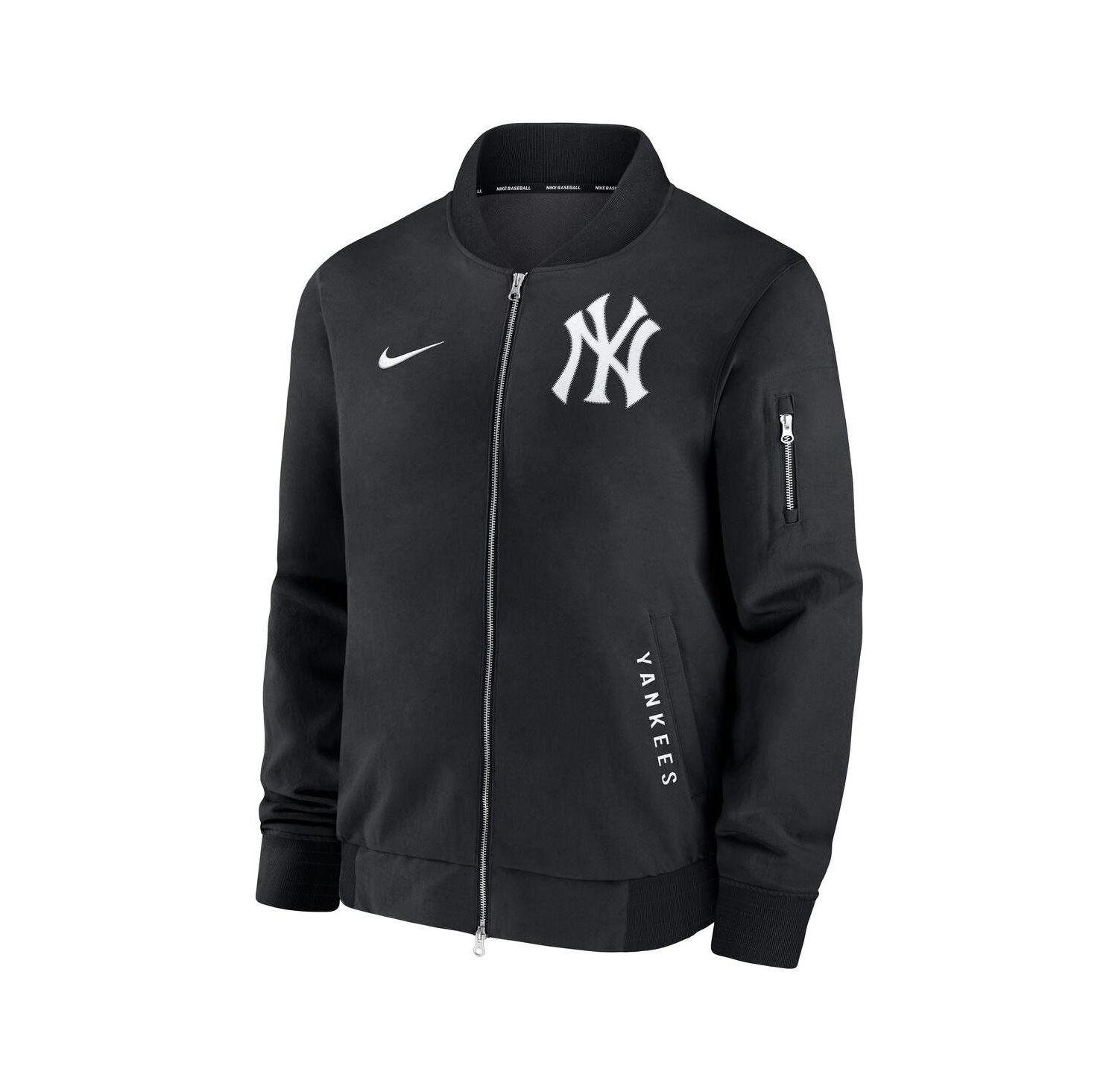 Men's Black New York Yankees Authentic Collection Dugout Relaxed Full-Zip Bomber Jacket