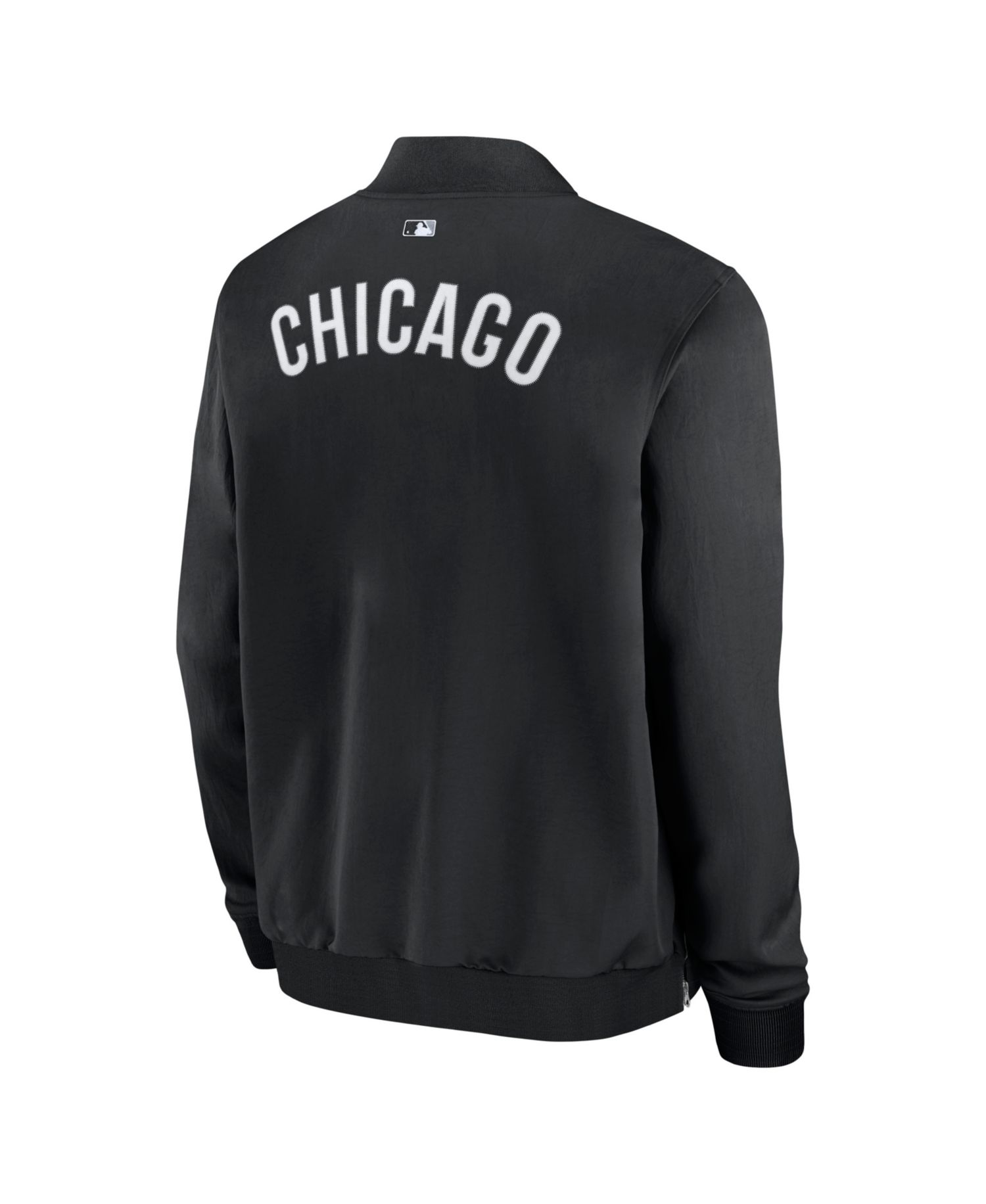 Men's Black Chicago White Sox Authentic Collection Dugout Relaxed Full-Zip Bomber Jacket