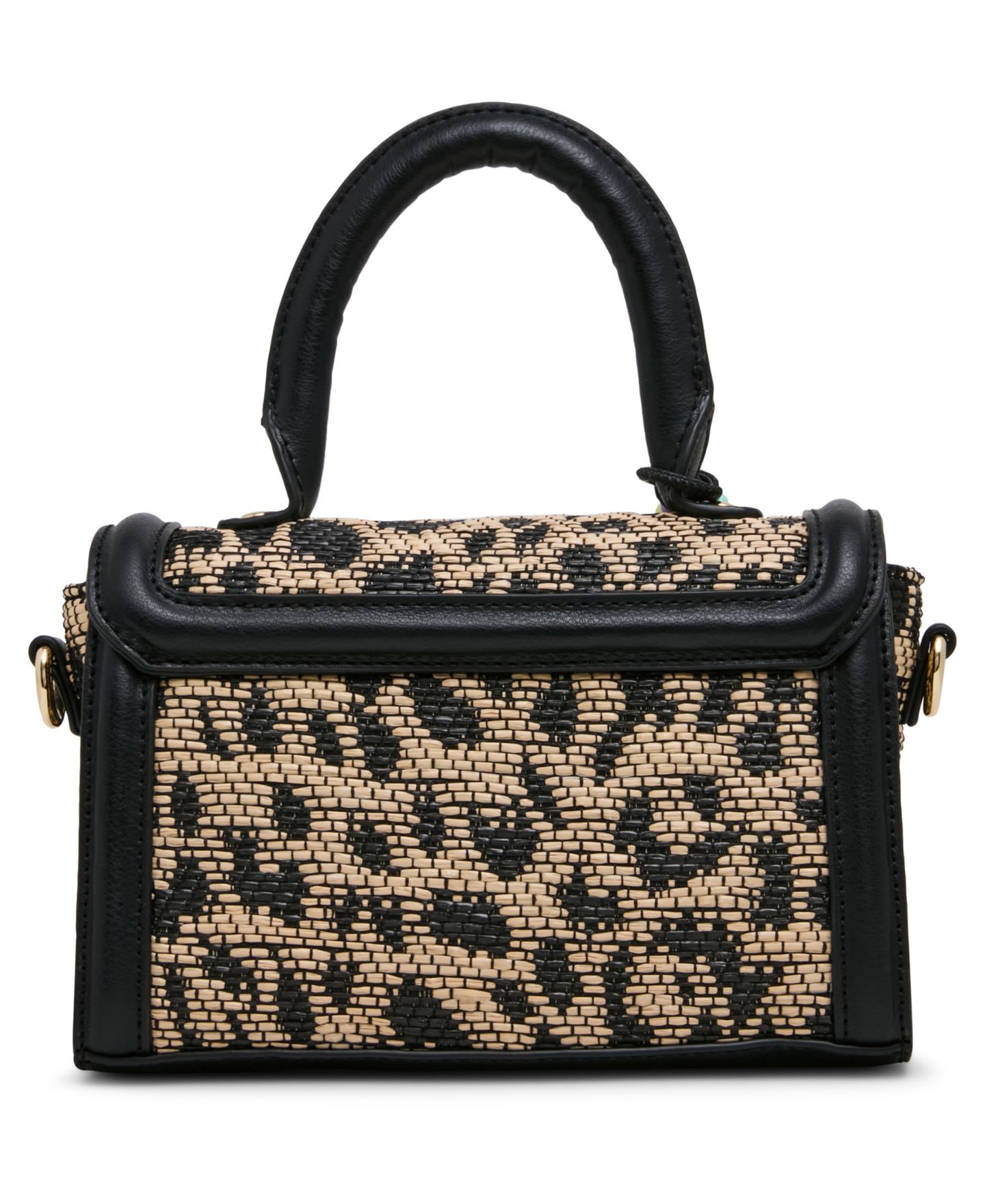 Женская сумка Madden Girl Davinas Straw Mini Top Handle Satchel Handbag, цвет: Леопардовый — фото 2