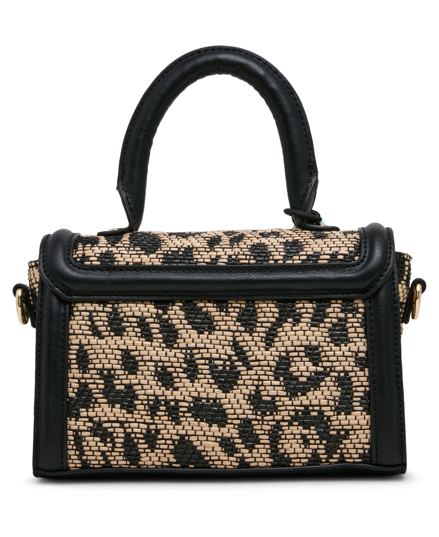 Davinas Straw Mini Top Handle Satchel Handbag