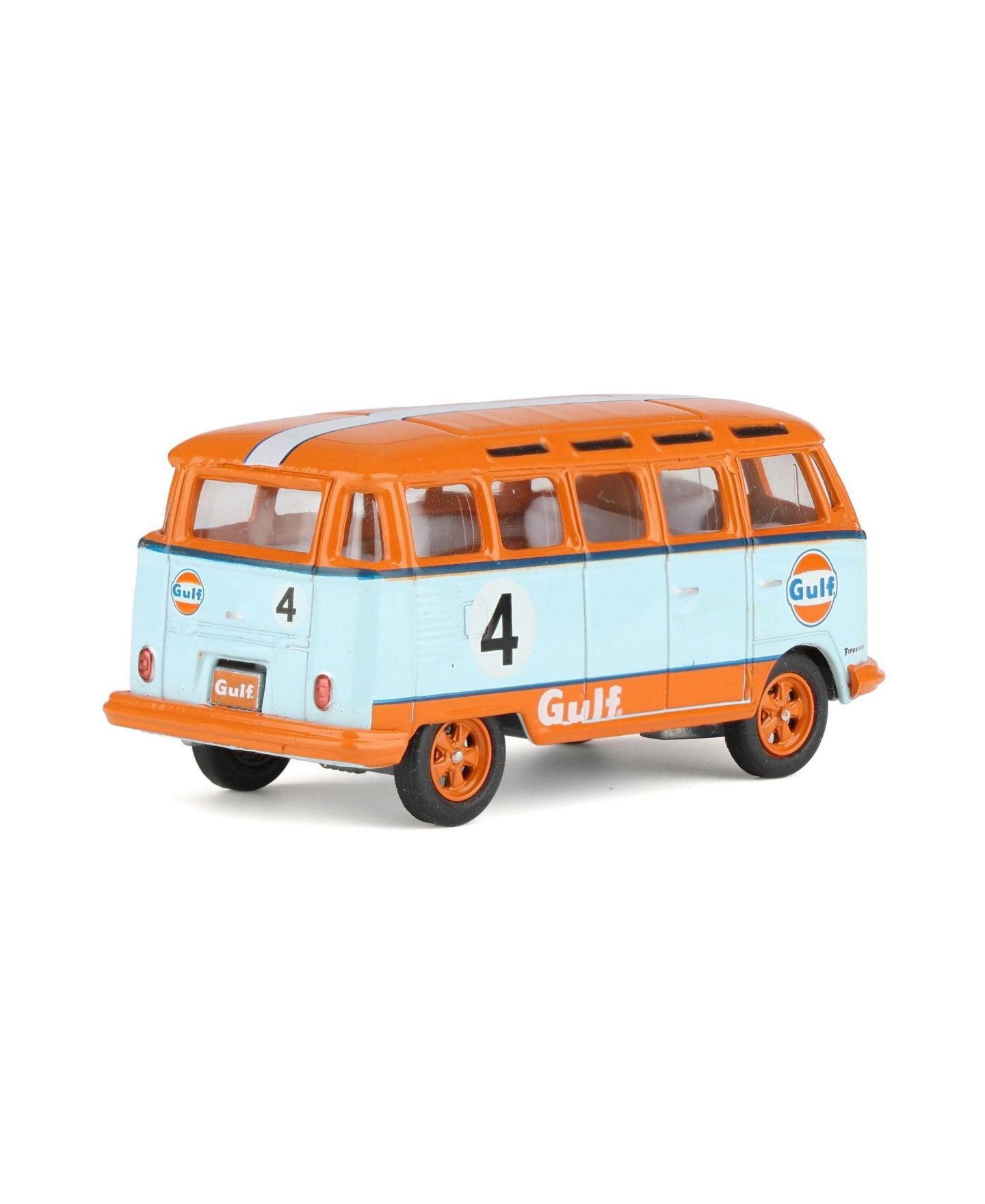 Детская игрушка Greenlight 1/64 1964 Volkswagen Samba Bus, Gulf Oil Racing 4, Club Vee-Dub Series 16, цвет: Оранжевый — фото 3