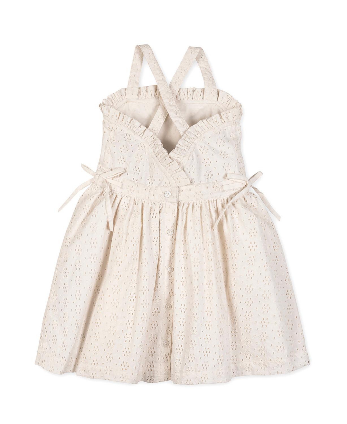 Hope & Henry Little Girls and Organic Ruffle Edge Eyelet Apron Dress