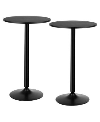 Set of 2 Round Pub Table 24" Bistro Bar Height Cocktail Table w/Metal Base