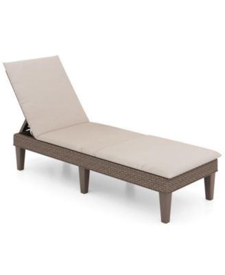 Outdoor Patio Lounge Recliner Chaise Chair with 3-Position Adjustable Backrest, Cushion