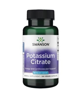 Potassium Citrate 99 mg, Mineral Supplement Heart Health and Energy, Nerve and Kidney Function, 120 Capsules