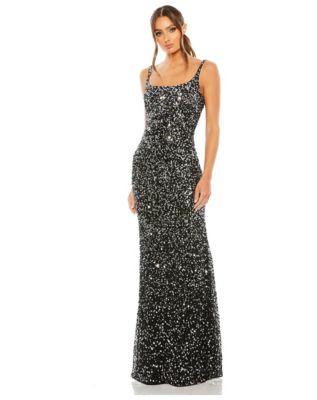 Petite Sequined Low Back Slip Gown