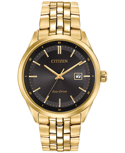 Citizen Men's Eco-Drive Gold-Tone Stainless Steel Bracelet Watch 41mm BM7252-51E - Watches