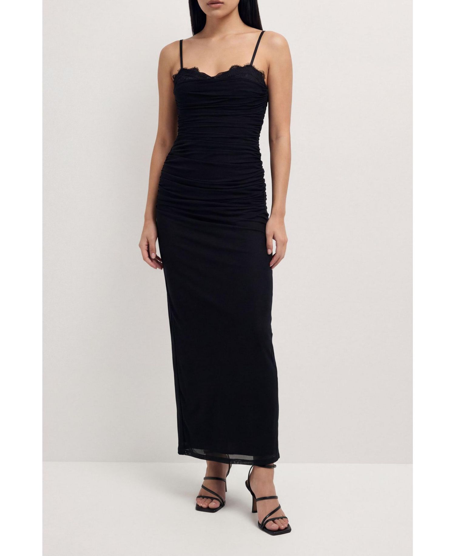Women's Premium Tulle Lace Trim Maxi Dress