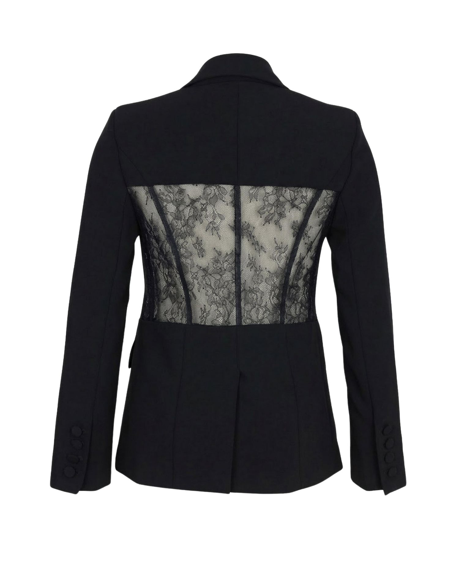 Women's Lace Panel Deep V-Neck Tailored Blazer