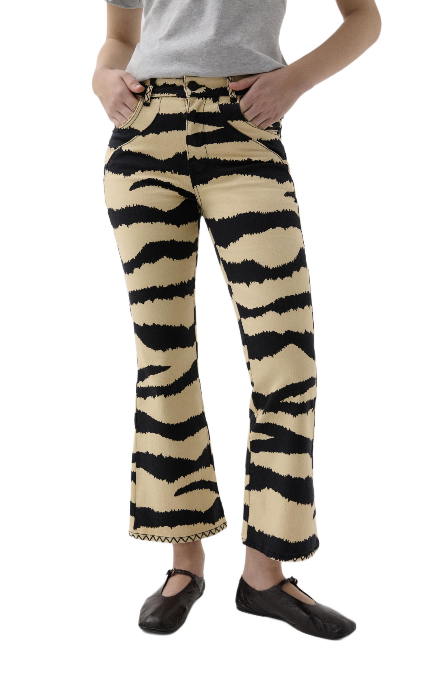 Women's Ankle Zebra Denim Pant