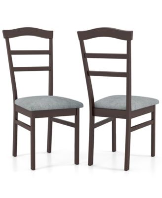 Modern Dining Chairs Set of 2 with Rubber Wood Frame Hollowed Backrest for Kitchen