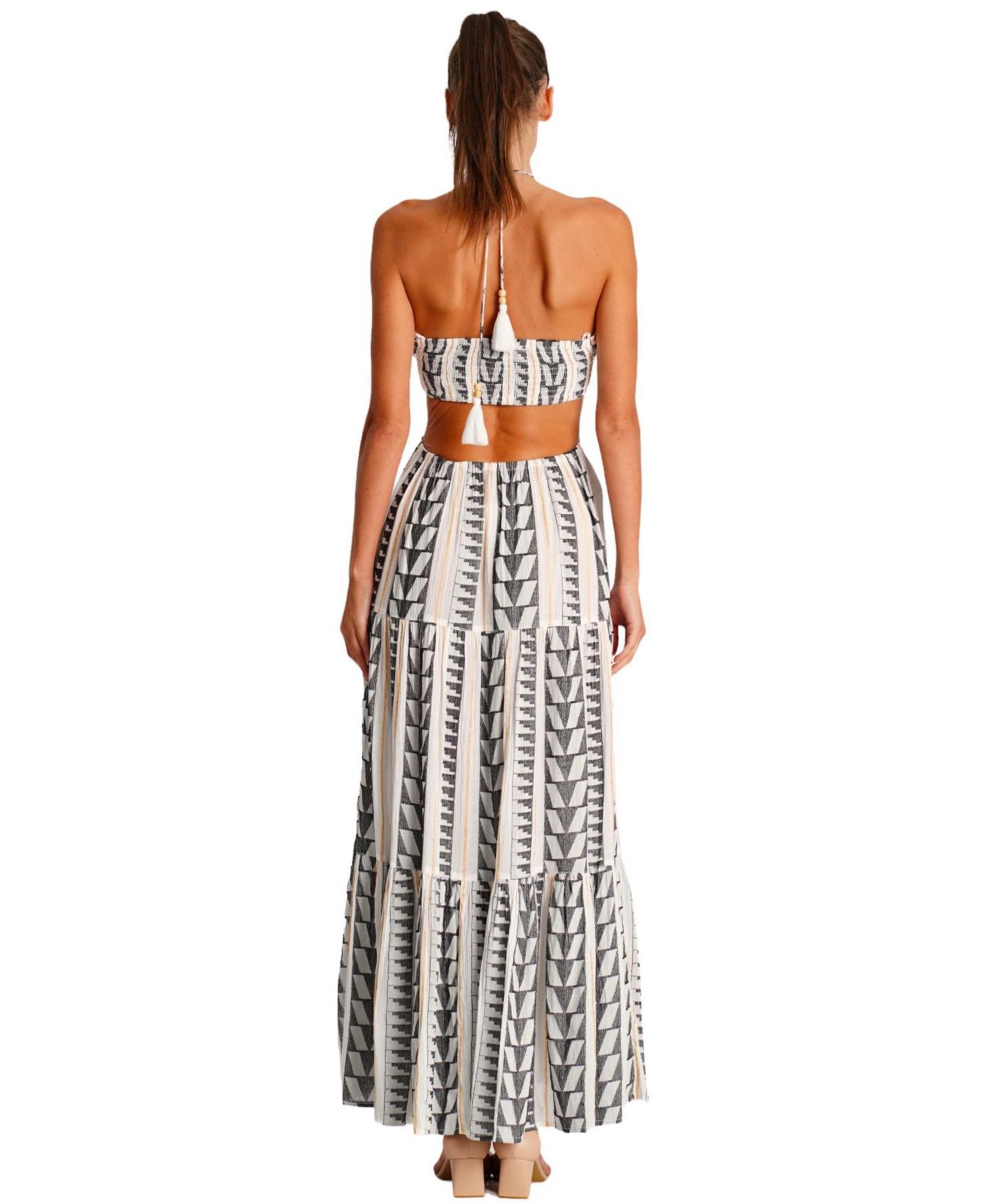 Women's Luxury Printed Cut-Out Maxi Dress - Resort Wear, Beach Vacation and Cruise Outfit by Club Moda