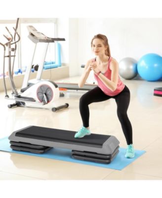 Exercise Aerobic Step Platform, Adjustable Fitness Stepper with 4 Stackable Risers, Aerobics Stepper Workout Stepper