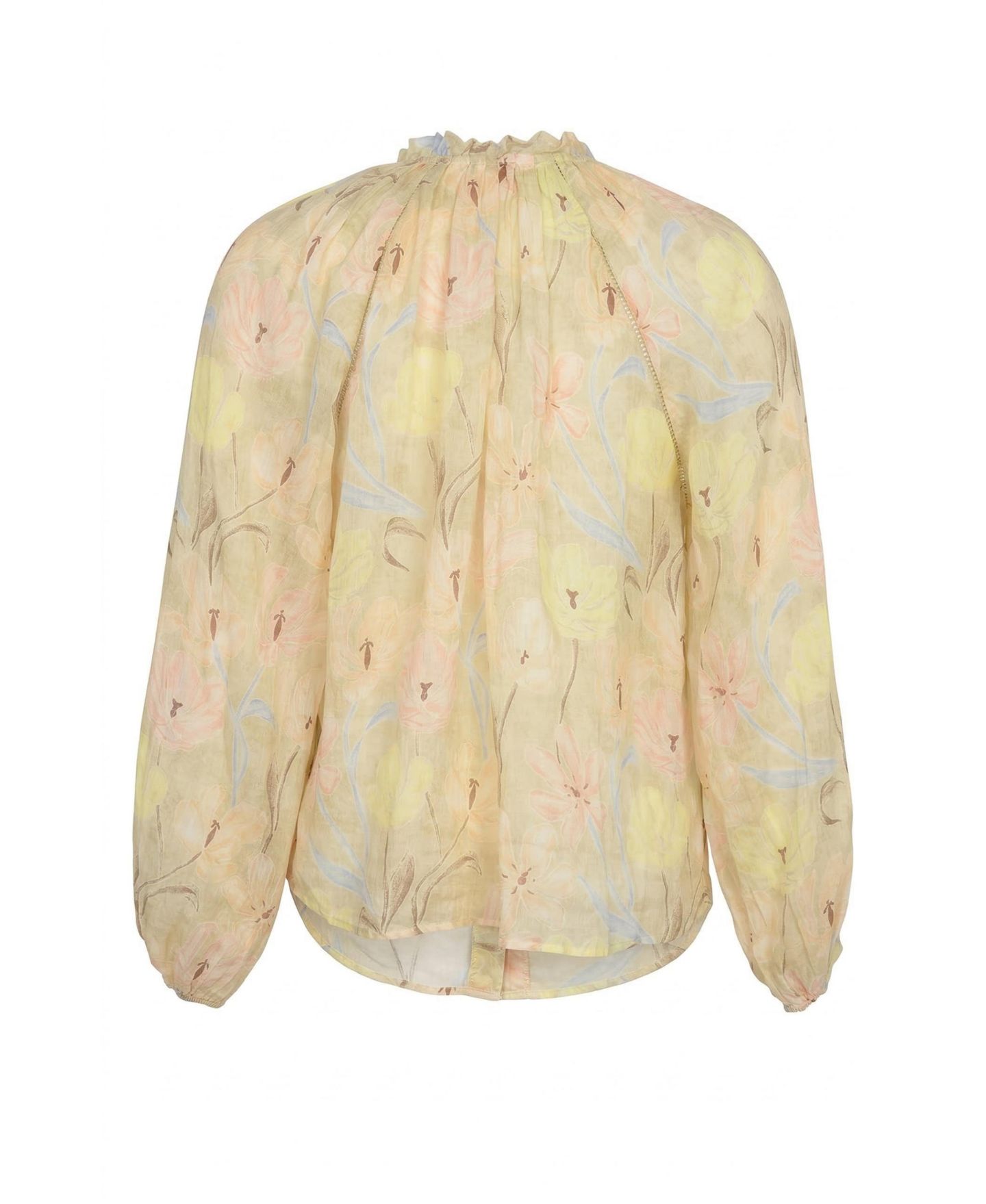 Женская блузка Modenaire Floral Print Tassel-Tie Neck Long-Sleeve, цвет: Бежевый — фото 7