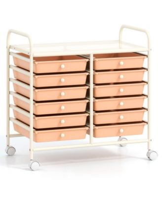 12-Drawer Rolling Storage Cart with Steel Frame and Dual Handles for Home and Office