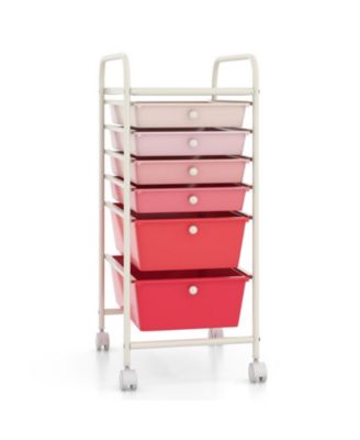 Metal Frame Rolling Storage Cart Organizer with Fabric Drawers