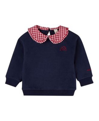 Big Boys Gingham Ruffled Collar Sweatshirt