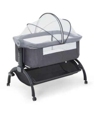 3 in 1 Baby Bassinet and Bedside Sleeper with Wheels and Mosquito Net