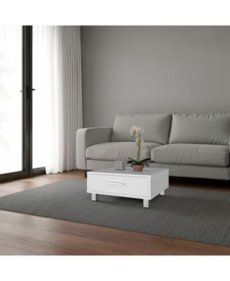 Berd Coffee Table with Drawer and Metal Legs, Compact Design