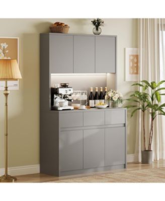 Kitchen Pantry Cabinet,71 in Tall Storage Cabinet with DoorsandShelves Adjustable, Kitchen Storage Hutch with Microwave Shelf