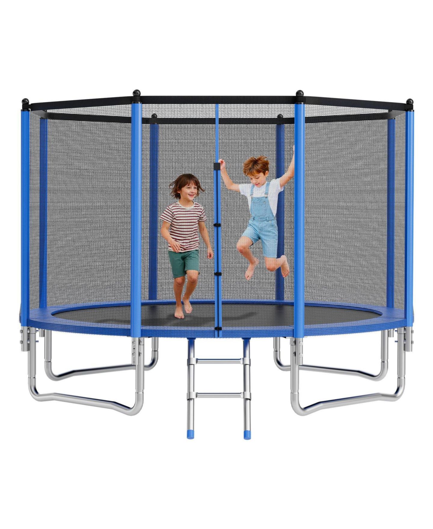 Детская игрушка Mecale 12 FT Outdoor Trampoline with Enclosure Net 400 lbs Capacity, цвет: Синий — фото 1