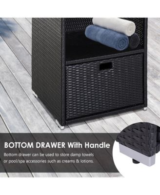 PE Rat Pool Towel Rack with 2 Storage Shelves Basket