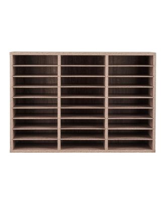 27-Compartment Wood Literature Organizer, Office Mail Sorter with Removable Shelves, File Sorter for Home Classroom