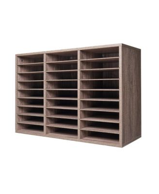 27-Compartment Wood Literature Organizer, Office Mail Sorter with Removable Shelves, File Sorter for Home Classroom