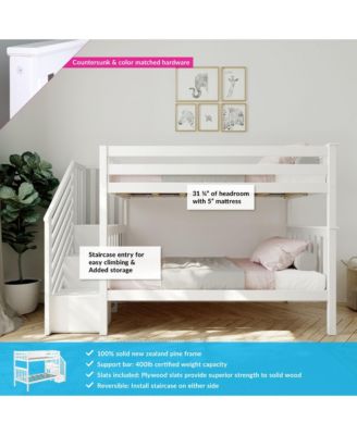 Max and Lily Bed Frame, Farmhouse Solid Wood Platform Bed with Slatted Headboard