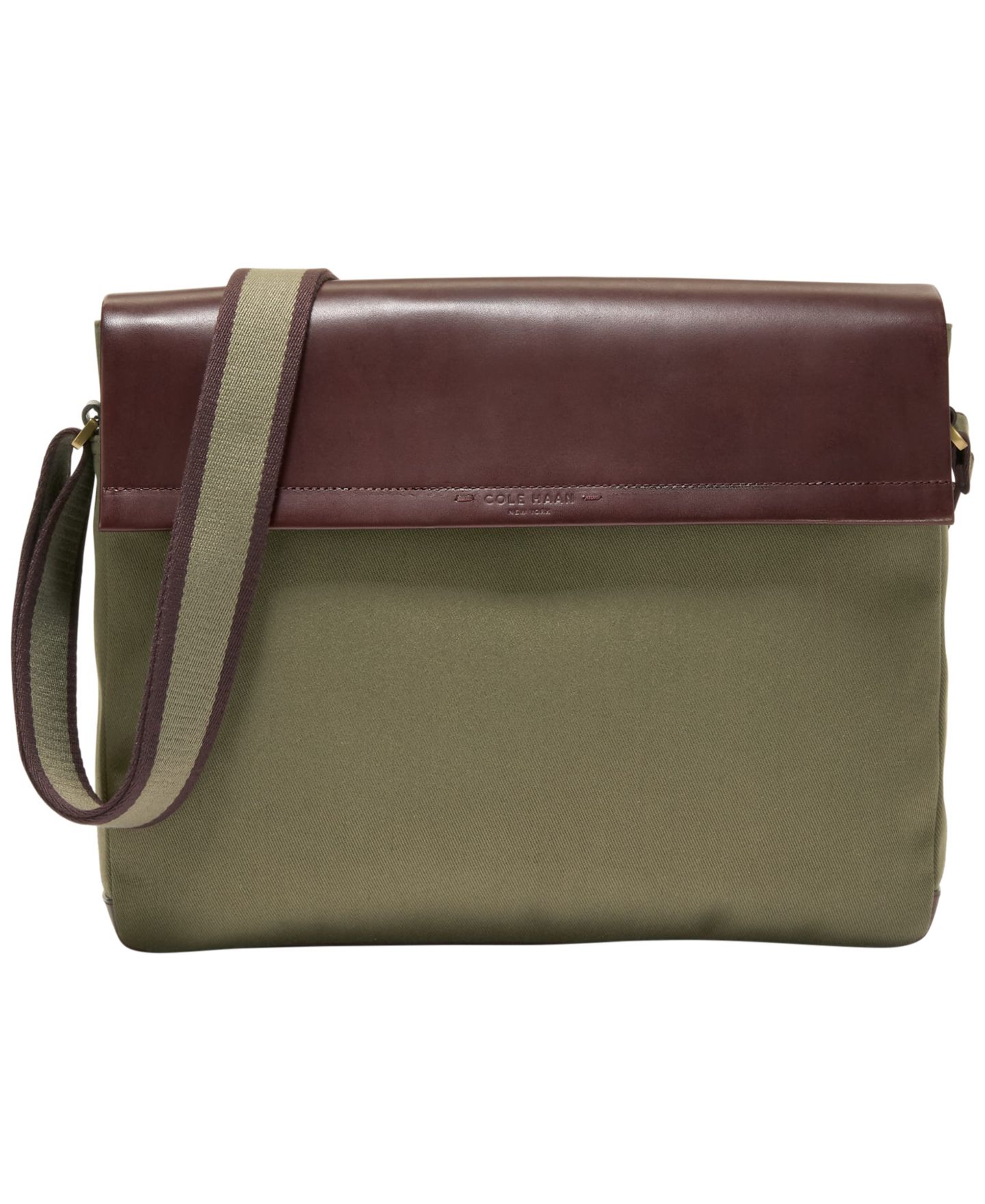 Мужская сумка Cole Haan Judson Brushed Twill Messenger, цвет: Тёмный зелёный — фото 1