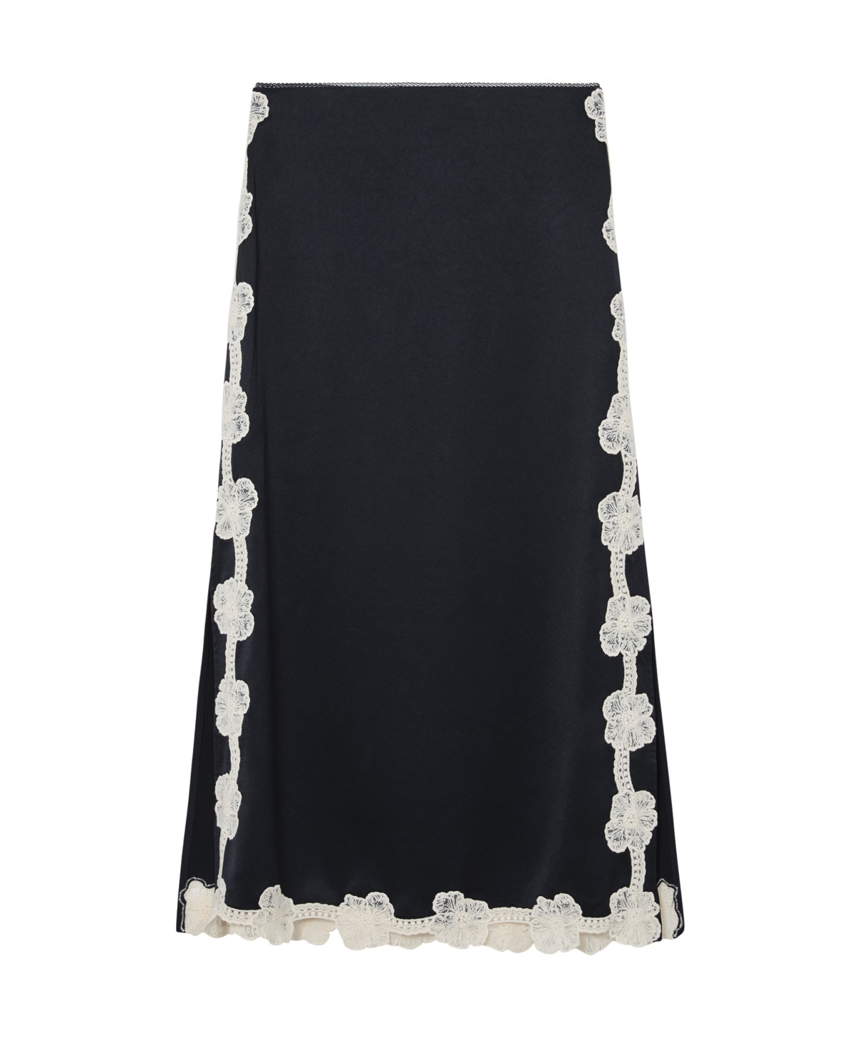 Reiss Women's Satin Floral-Lace Trim Midi Skirt