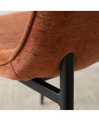 Modern Chenille Upholstered Dining Chairs Set of 4, Metal Legs