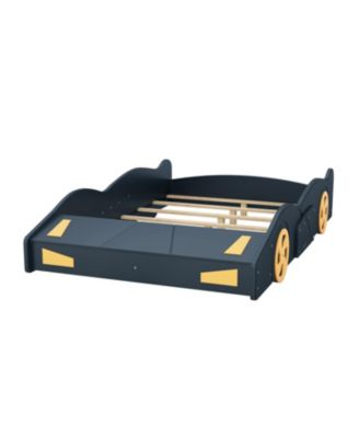 Race Car Shaped Platform Bed, with Wheels and Storage, Wood Car Bed Frame, No Box Spring Needed, Easy Assembly