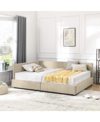 Storage Upholstered Tufted Bed Frame, with 2 Drawers, Velvet Corner Bed Frame Full, No Box Spring Needed