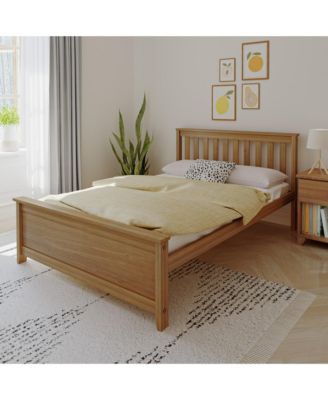 Bed Frame with Headboard, Solid Wood Platform Bed for Kids