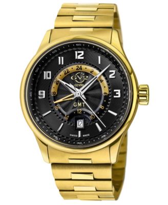 GV2 Men's Giromondo Swiss Quartz IP Gold Bracelet Watch