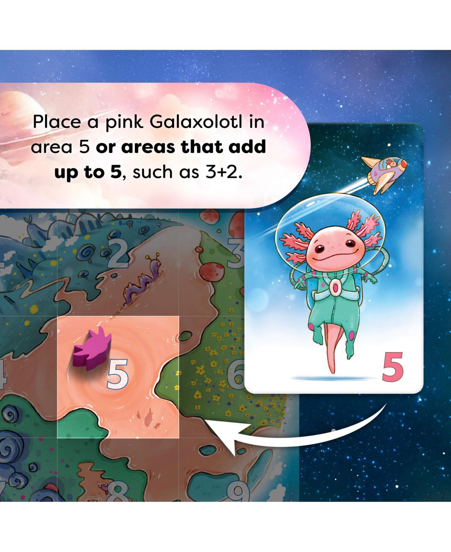 Детская настольная игра Haba Galaxolotl Math-Based Strategy Space-Themed Board Game, Ages 8+ — фото 3