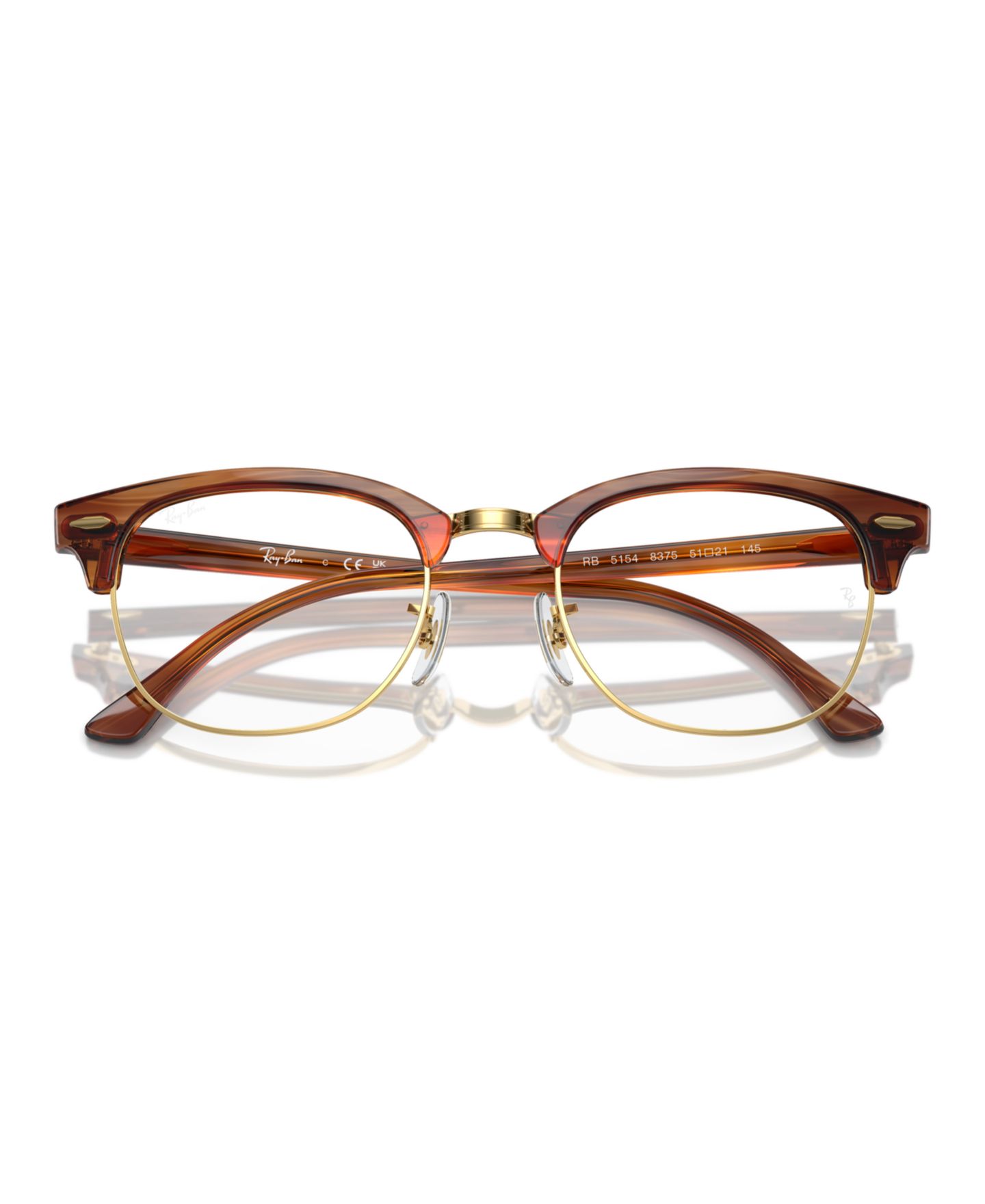 Очки Ray-Ban Square Unisex Clubmaster Optics Eyeglasses, RB5154, цвет: Полосатый коричневый — фото 5