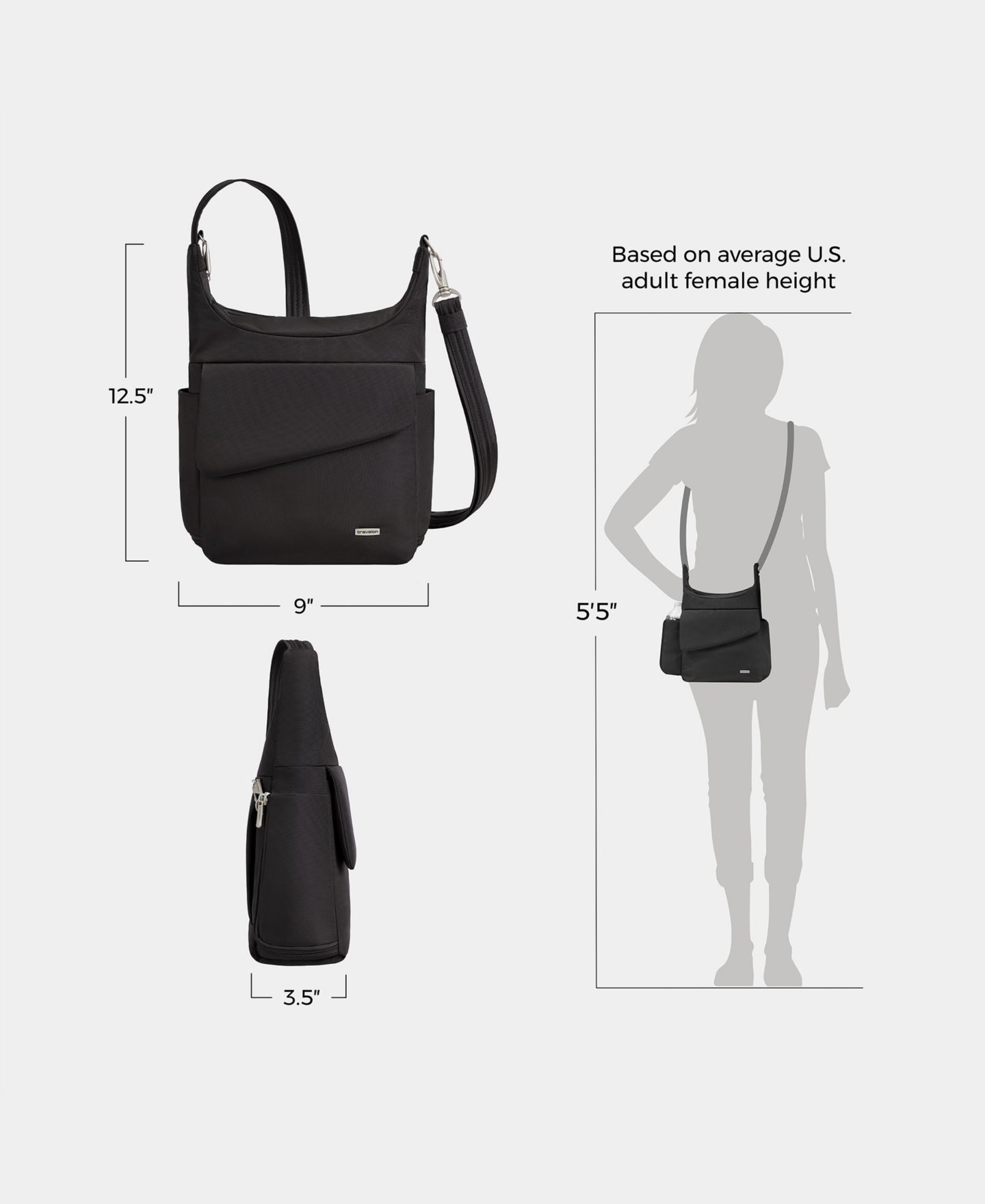 Женская сумка Travelon Anti-Theft Classic Messenger, цвет: Чёрный — фото 15