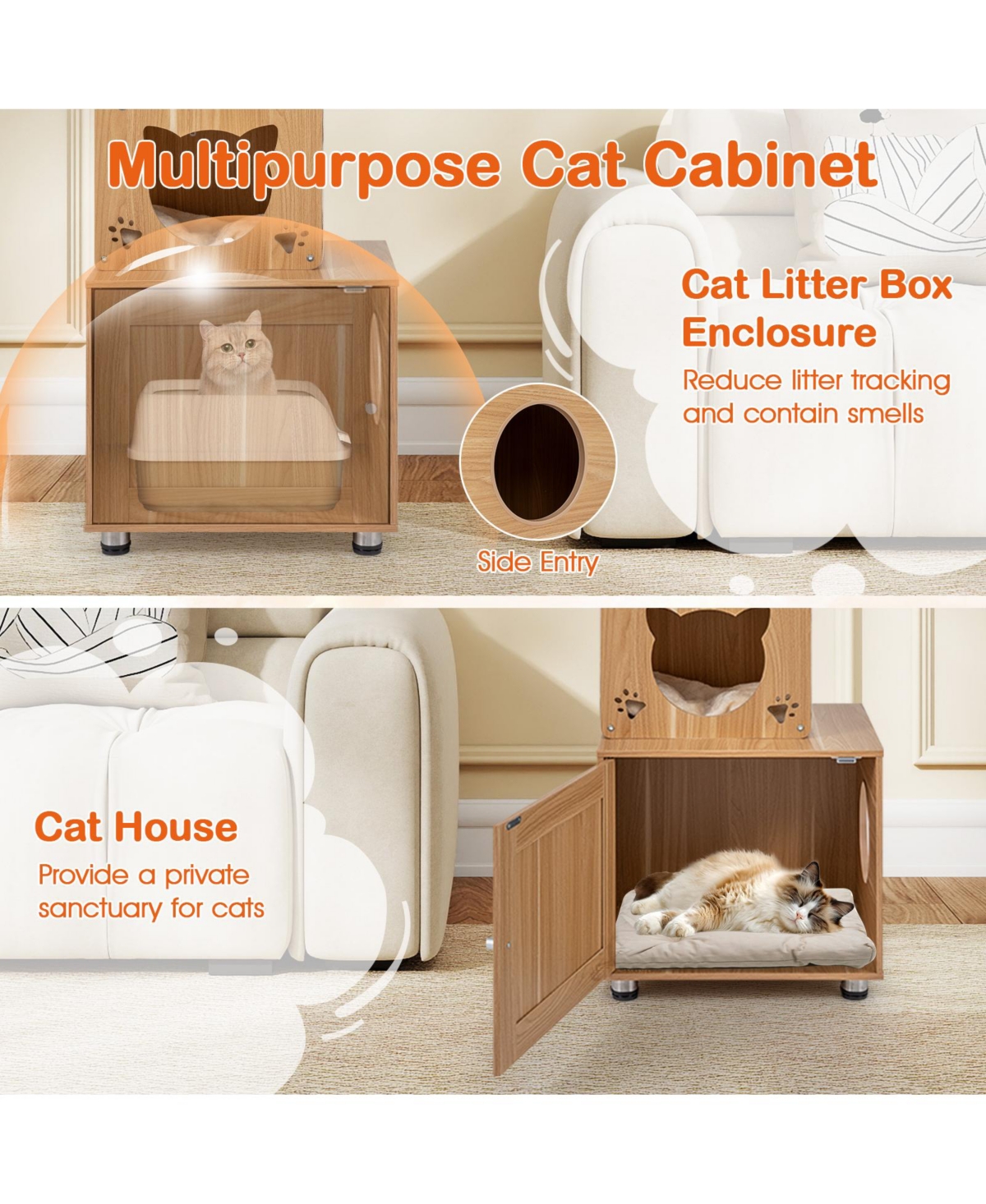 Cozito Floor to Ceiling Cat Tree 101 inch with Litter Box Enclosure