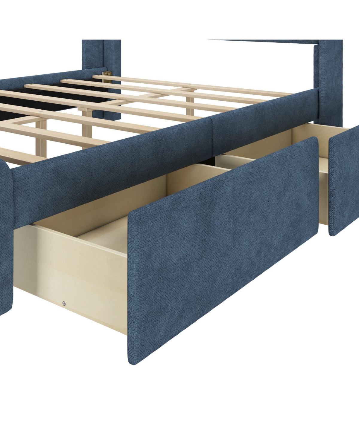Max & Lily Full Upholstered Rectangular Headboard Platform Bed Frame with 2 Drawer Side Storage