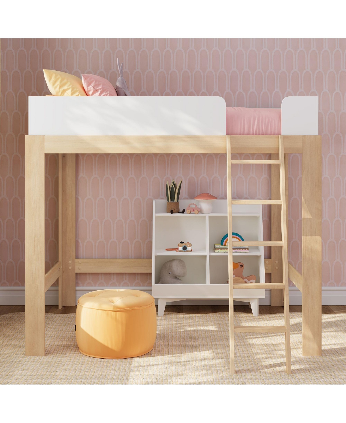 Max & Lily Mid-Century Modern High Loft Bed