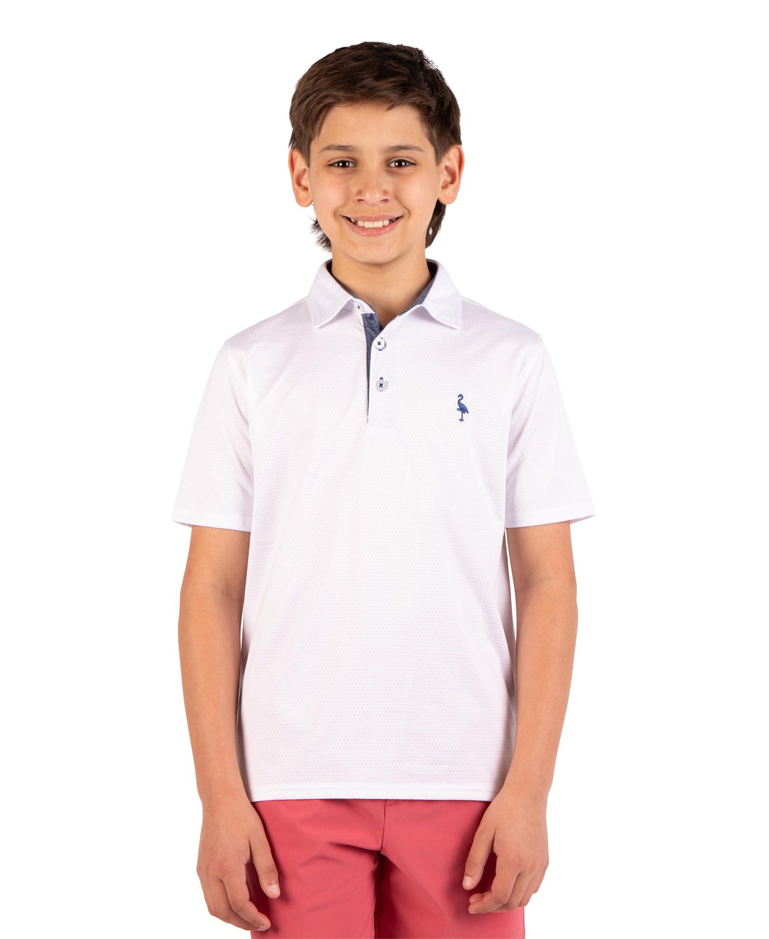 Boys Melange Mesh Performance Polo