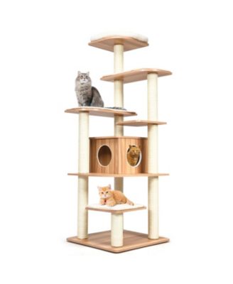Cat Tree 7-Layer Wooden Tower with Sisal Posts and Condo