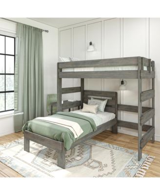 Max &bLily Farmhouse Twin over Twin L-Shaped Bunk Bed with Desk