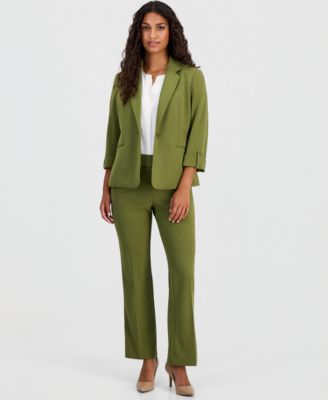 Petite Knit Roll-Tab Blazer & Pull-On Knit Trousers