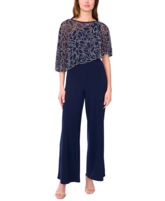 Petite Polyester-Blend Crewneck Jumpsuit