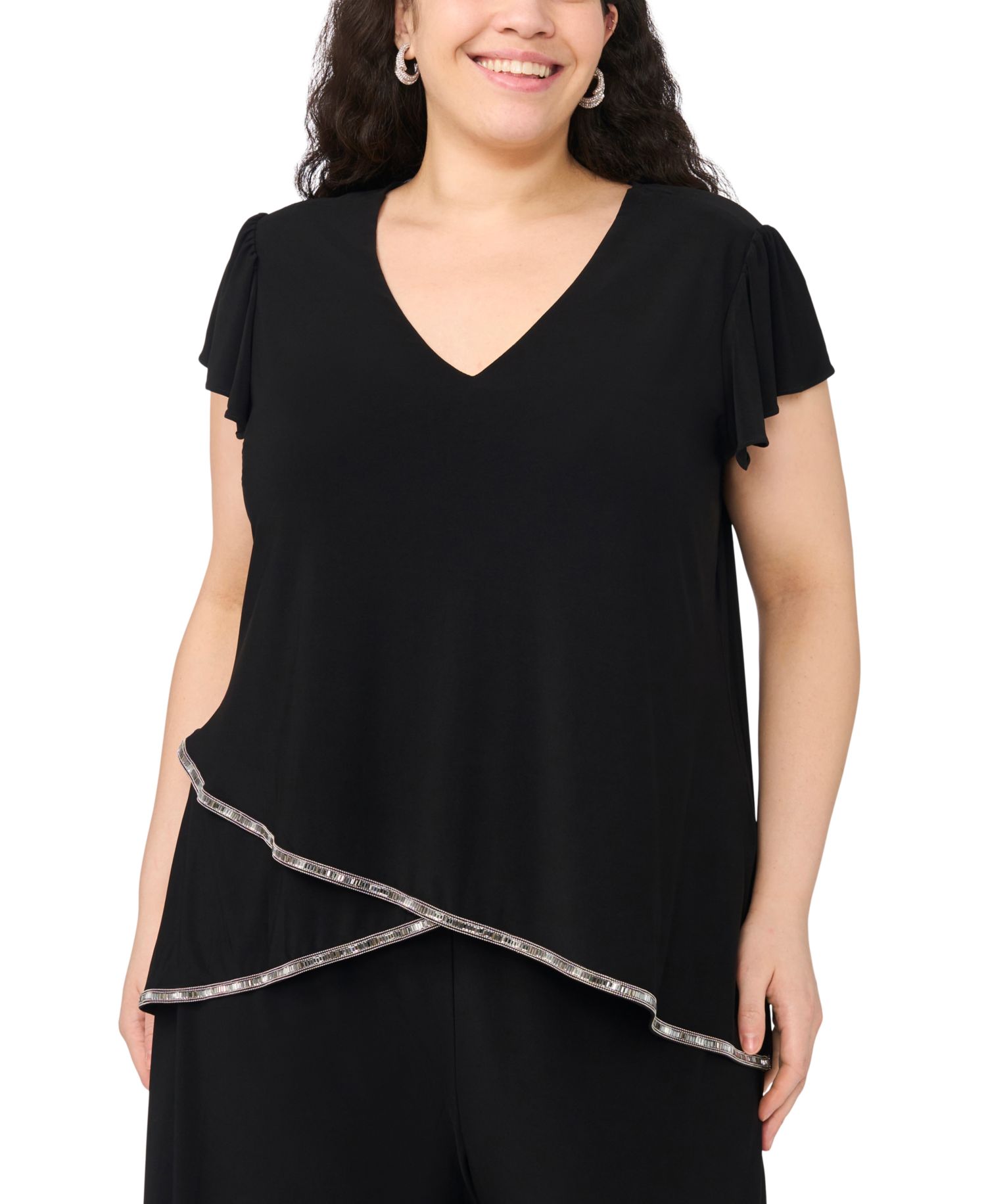 Plus Size V-Neck Short-Sleeve Top